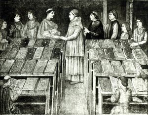 Pope Sixtus IV and Platina by Melozzo da Forli school of Melozzo da Forli school of